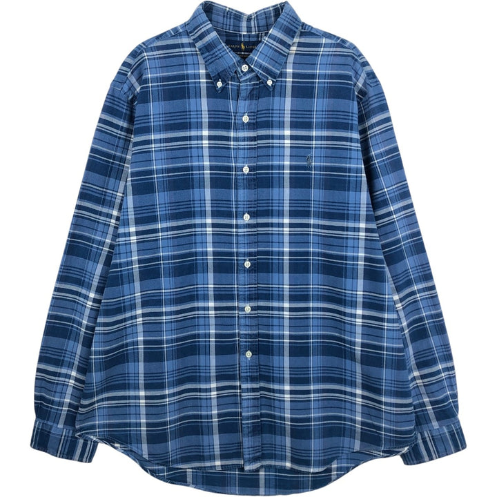 Ralph Lauren long sleeve button down check shirt, men's XL size cotton blue type Vintage Second Hand
