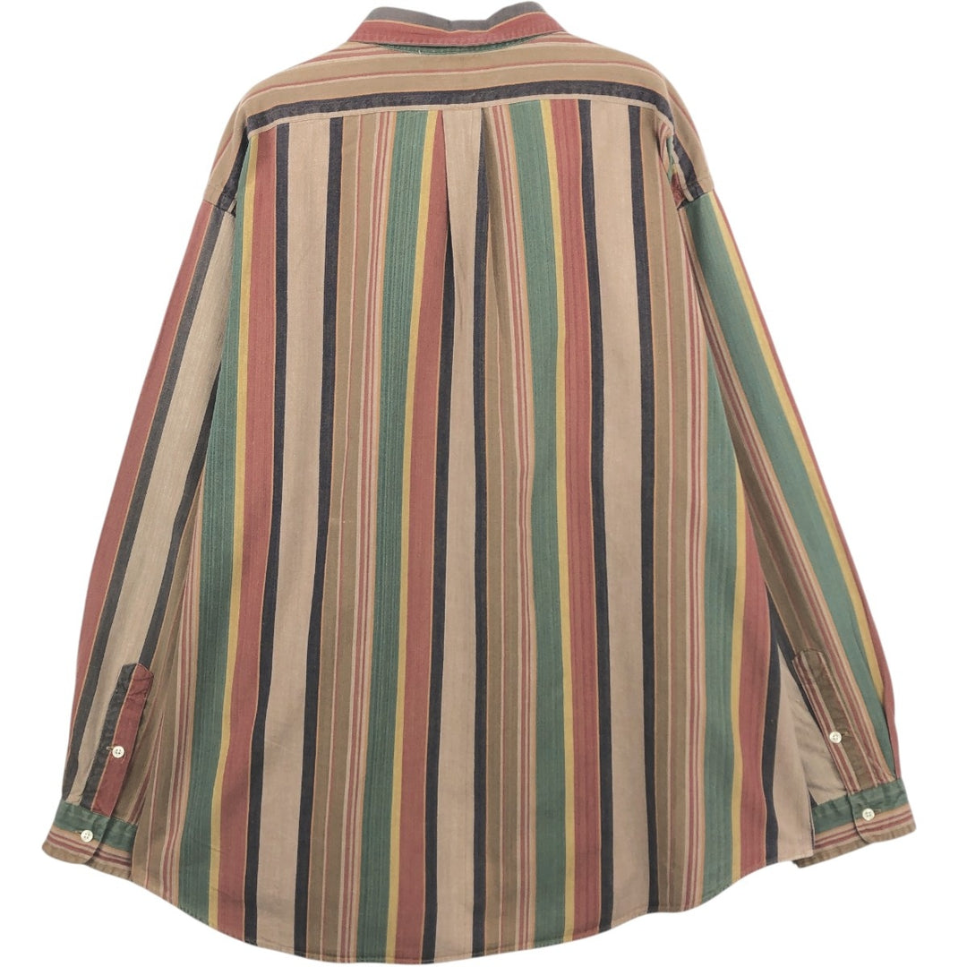 Ralph Lauren BLAIRE multi-stripe long-sleeved button-down striped shirt, men's XXL cotton Beige type Vintage Second Hand