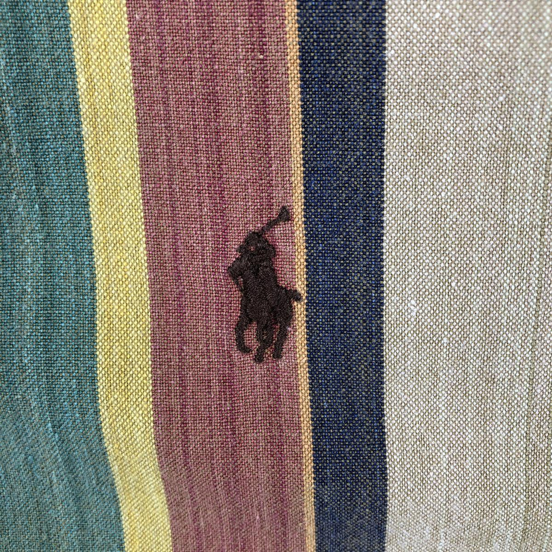 Ralph Lauren BLAIRE multi-stripe long-sleeved button-down striped shirt, men's XXL cotton Beige type Vintage Second Hand
