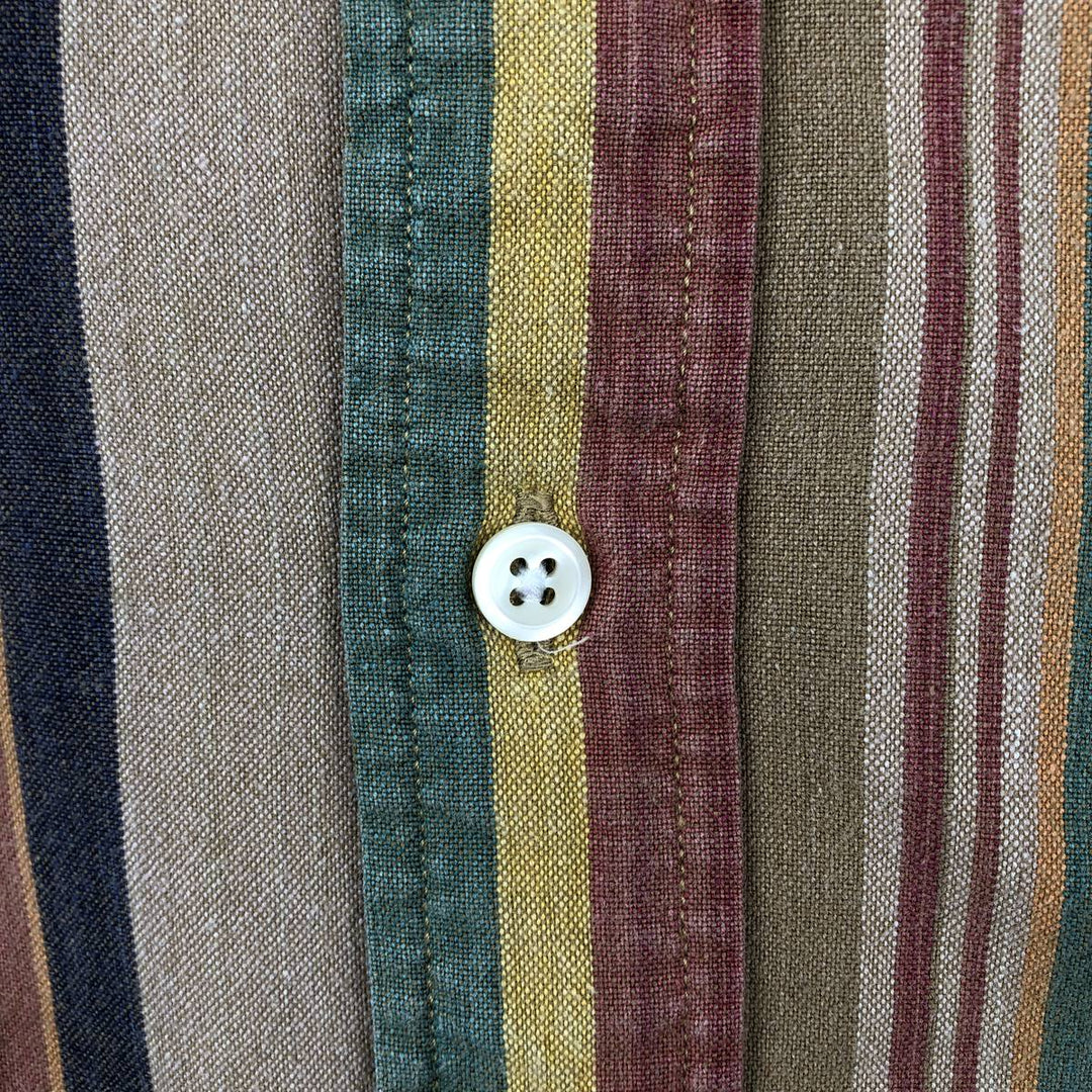 Ralph Lauren BLAIRE multi-stripe long-sleeved button-down striped shirt, men's XXL cotton Beige type Vintage Second Hand