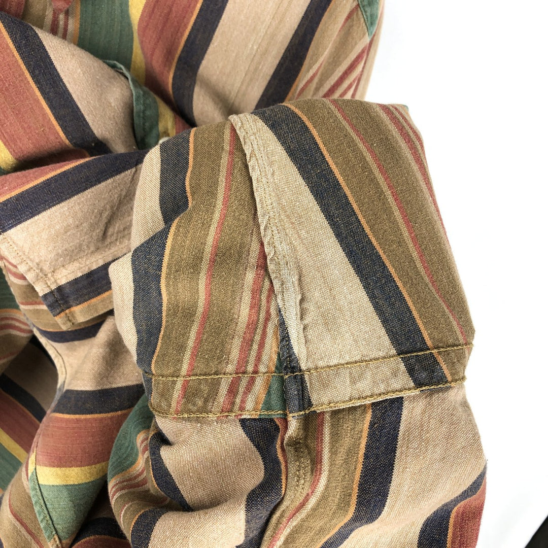Ralph Lauren BLAIRE multi-stripe long-sleeved button-down striped shirt, men's XXL cotton Beige type Vintage Second Hand