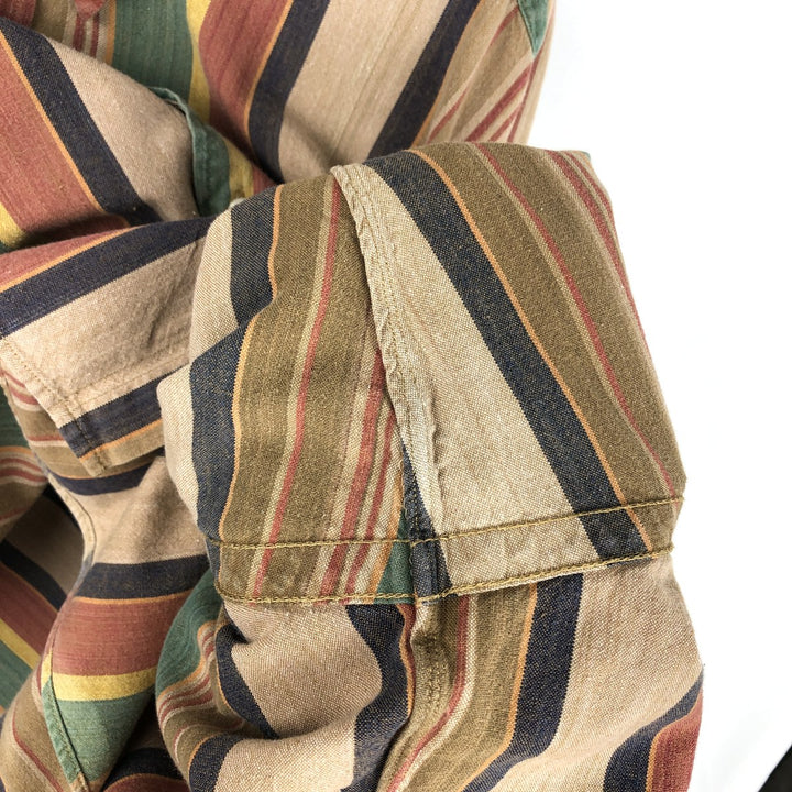 Ralph Lauren BLAIRE multi-stripe long-sleeved button-down striped shirt, men's XXL cotton Beige type Vintage Second Hand