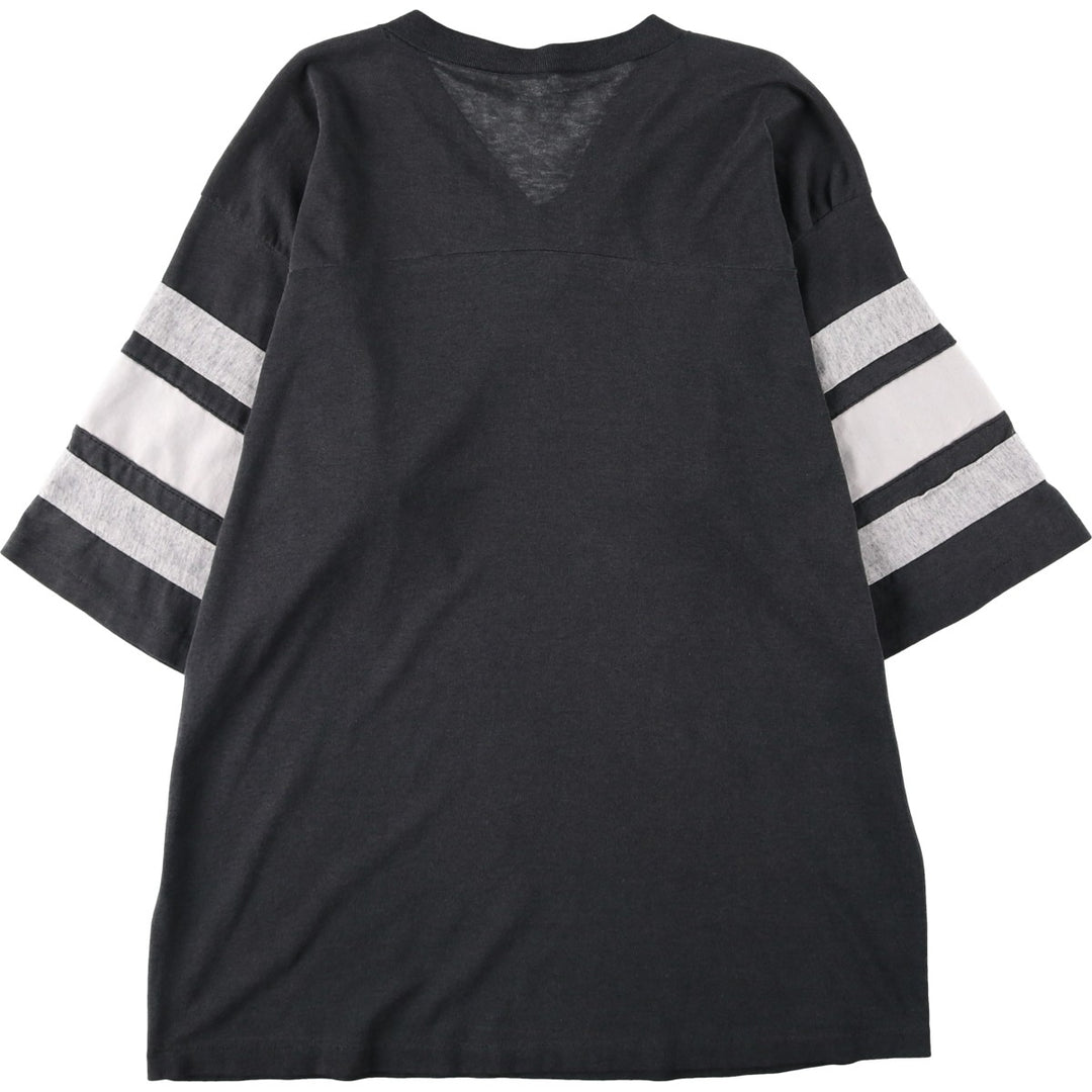 1990'S NFL Los Angeles Raiders V-neck football 3/4 sleeve t-shirt, men's size M equivalent, vintage. unclear black type Vintage Second Hand