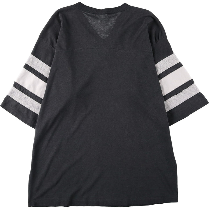 1990'S NFL Los Angeles Raiders V-neck football 3/4 sleeve t-shirt, men's size M equivalent, vintage. unclear black type Vintage Second Hand