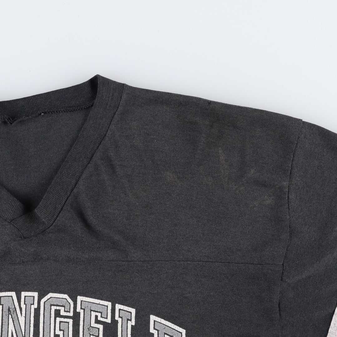 1990'S NFL Los Angeles Raiders V-neck football 3/4 sleeve t-shirt, men's size M equivalent, vintage. unclear black type Vintage Second Hand
