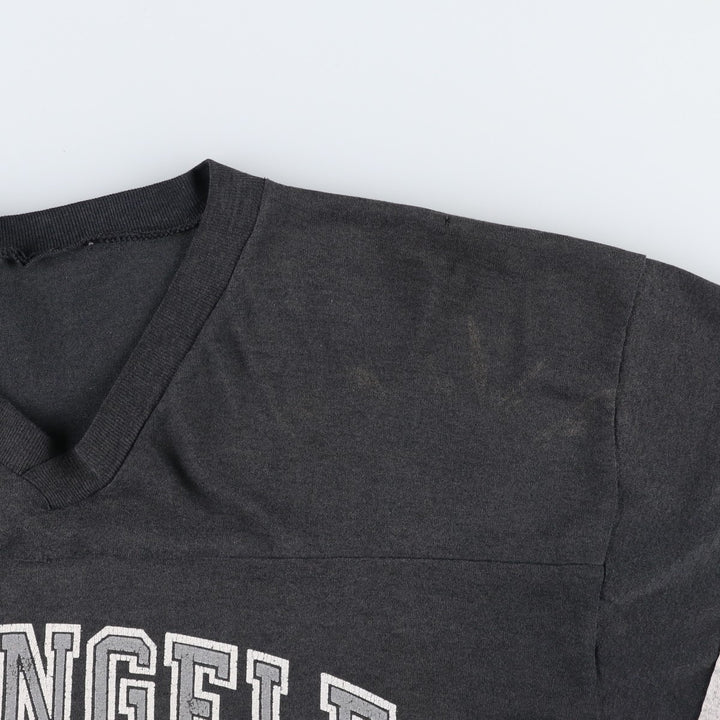 1990'S NFL Los Angeles Raiders V-neck football 3/4 sleeve t-shirt, men's size M equivalent, vintage. unclear black type Vintage Second Hand