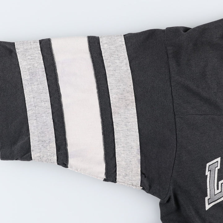 1990'S NFL Los Angeles Raiders V-neck football 3/4 sleeve t-shirt, men's size M equivalent, vintage. unclear black type Vintage Second Hand