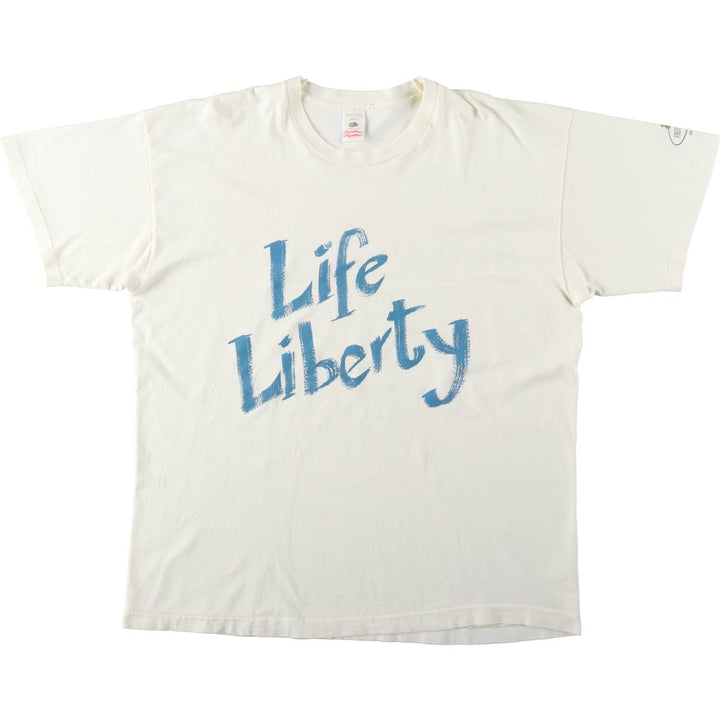 90'S Fruit of the Loom printed T-shirt, men's XL size, vintage cotton white type Vintage Second Hand