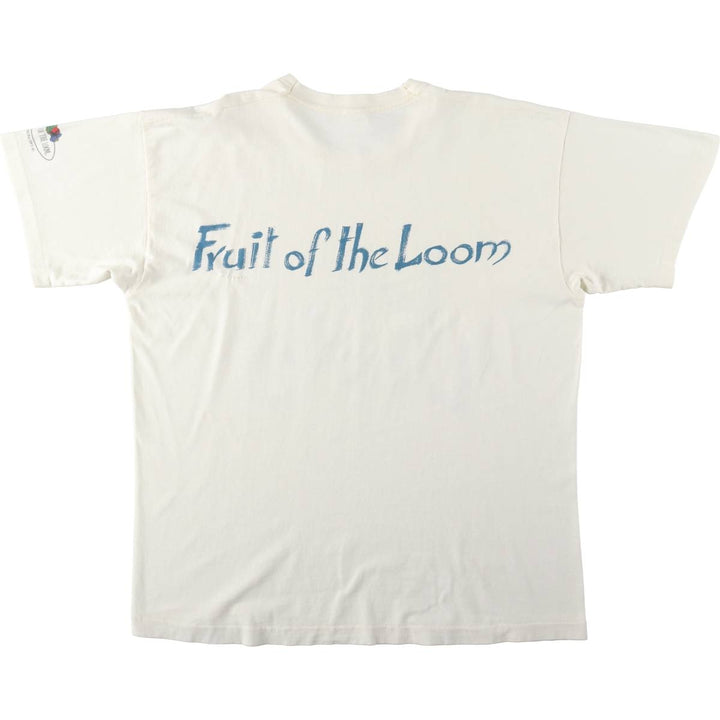 90'S Fruit of the Loom printed T-shirt, men's XL size, vintage cotton white type Vintage Second Hand
