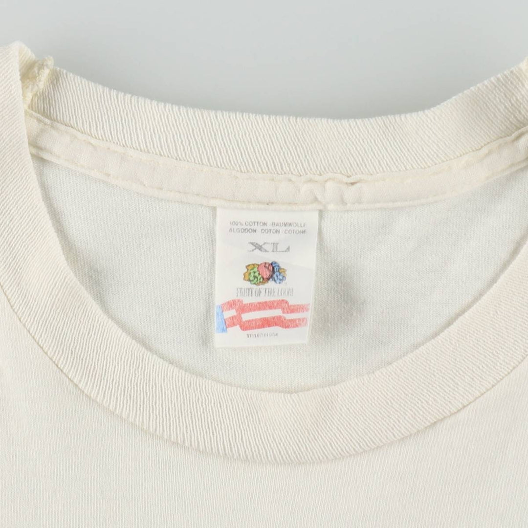 90'S Fruit of the Loom printed T-shirt, men's XL size, vintage cotton white type Vintage Second Hand