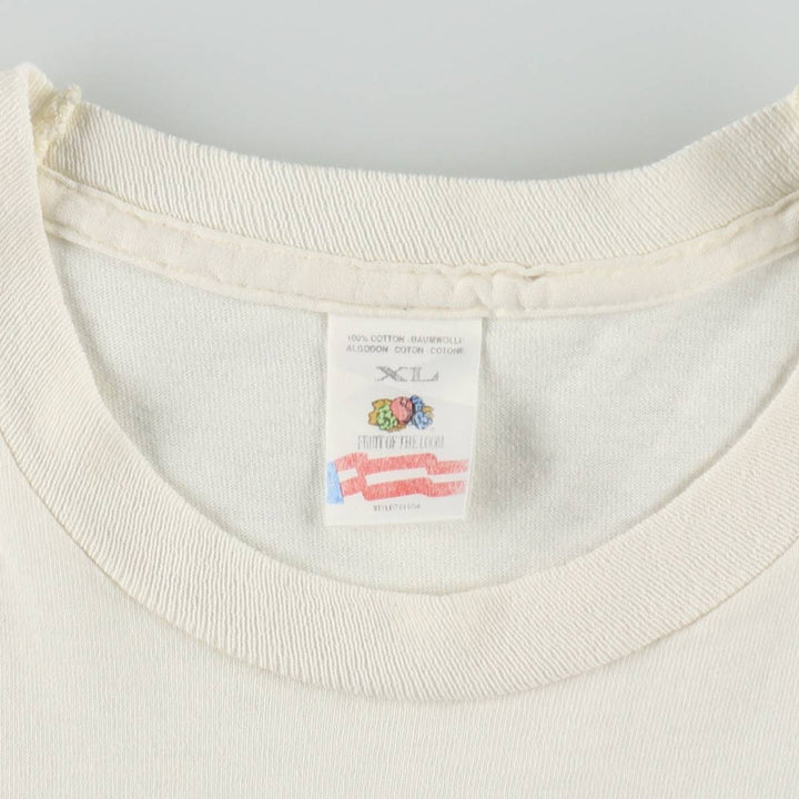 90'S Fruit of the Loom printed T-shirt, men's XL size, vintage cotton white type Vintage Second Hand
