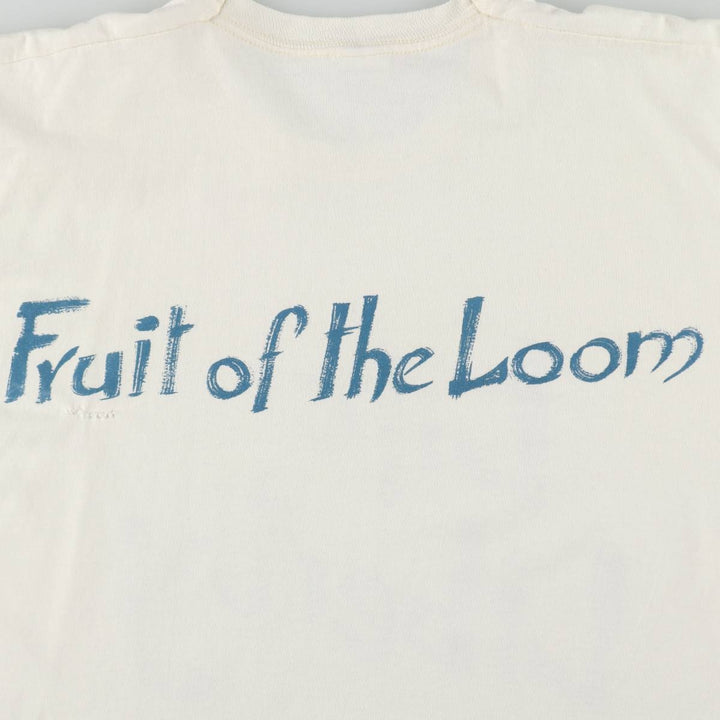 90'S Fruit of the Loom printed T-shirt, men's XL size, vintage cotton white type Vintage Second Hand