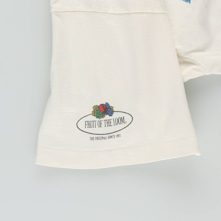 90'S Fruit of the Loom printed T-shirt, men's XL size, vintage cotton white type Vintage Second Hand