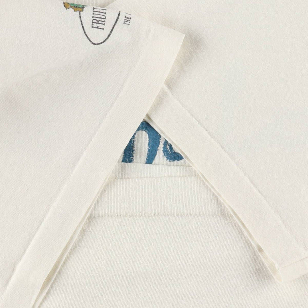 90'S Fruit of the Loom printed T-shirt, men's XL size, vintage cotton white type Vintage Second Hand