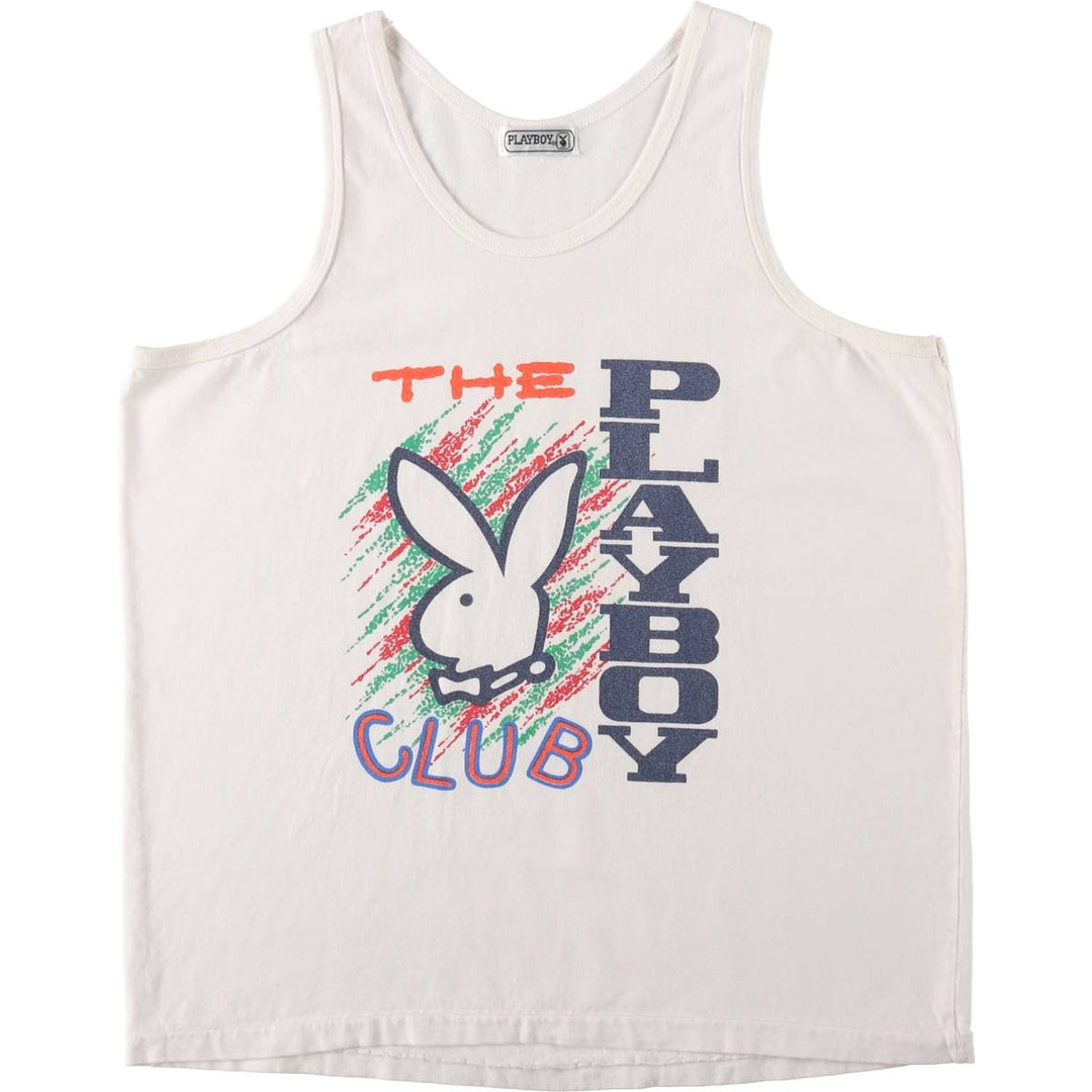 90s-00'S Playboy Tank Top, Men's Size M (Equivalent), Vintage unclear pale white type Vintage Second Hand