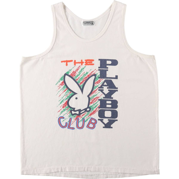 90s-00'S Playboy Tank Top, Men's Size M (Equivalent), Vintage unclear pale white type Vintage Second Hand