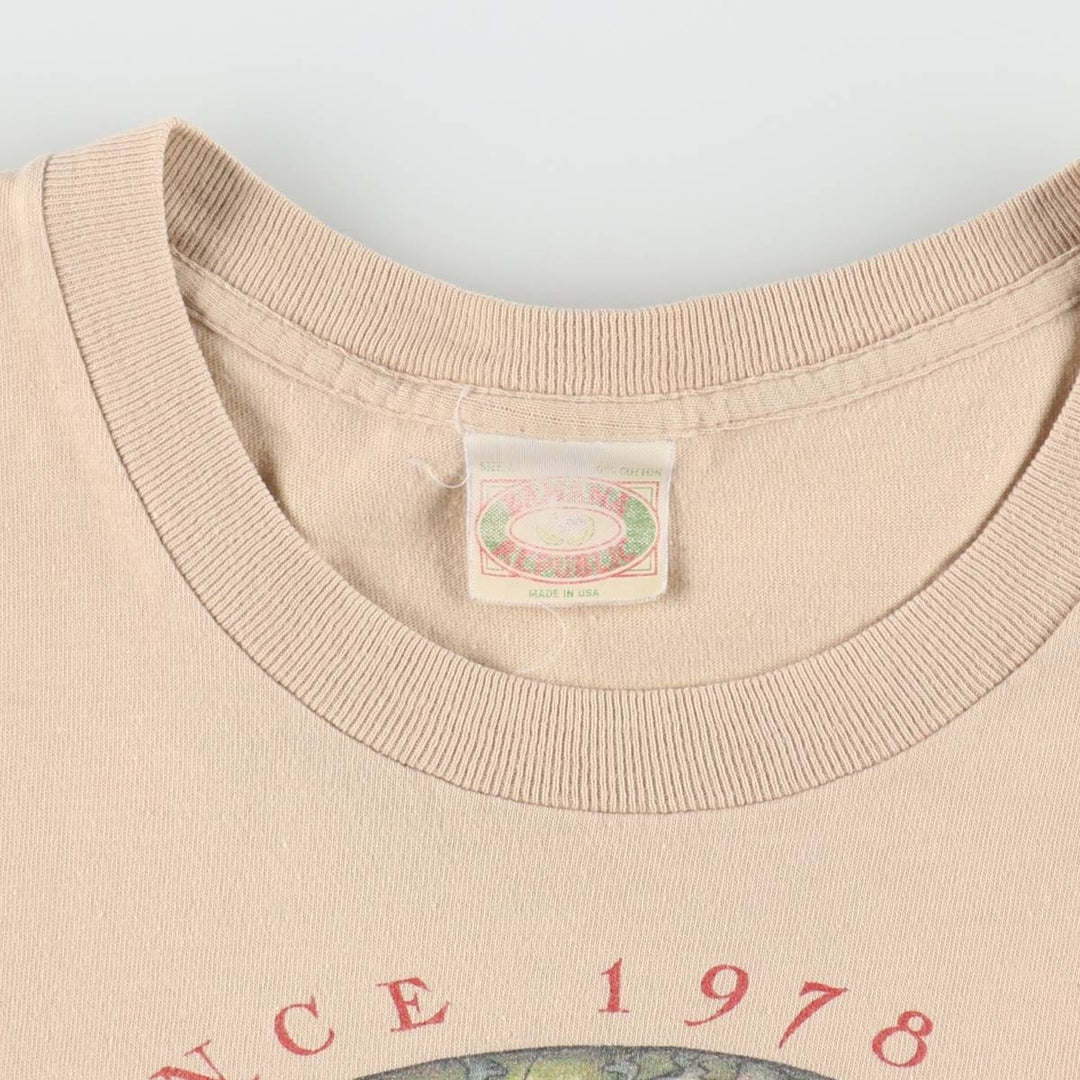 80'S Banana Republic Short-Sleeve Printed T-Shirt, Made in USA, Men's Size L (Equivalent), Vintage cotton beige type brown Vintage Second Hand