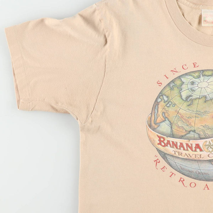 80'S Banana Republic Short-Sleeve Printed T-Shirt, Made in USA, Men's Size L (Equivalent), Vintage cotton beige type brown Vintage Second Hand