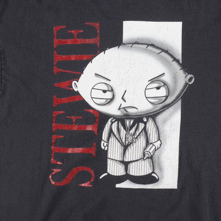 2000'S Delta Family Guy Scarface parody character print T-shirt, men's size XL equivalent. cotton black type Vintage Second Hand