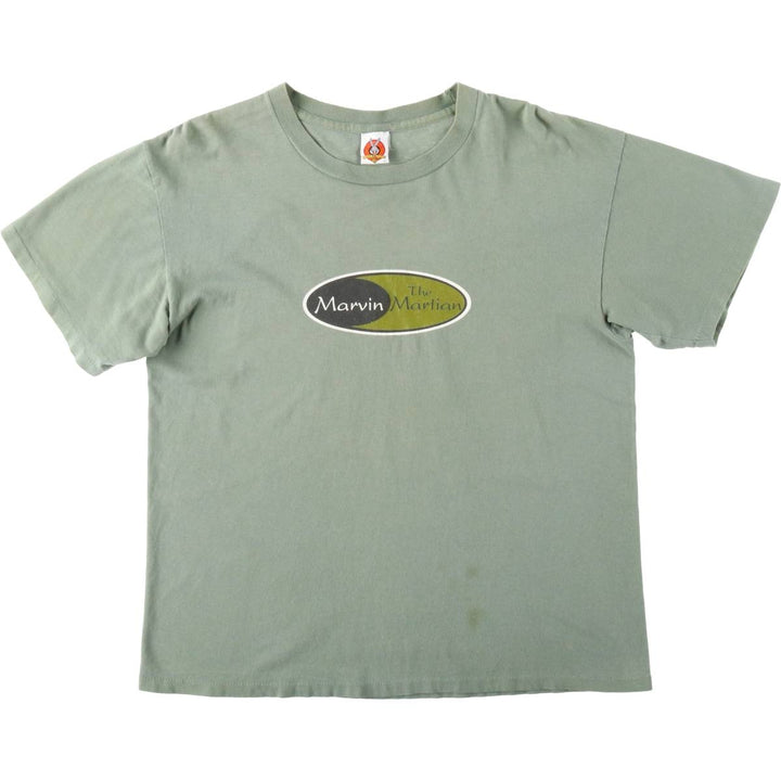 90'S Looney Tunes Marvin the Martian Character Print T-Shirt, Made in USA, Men's Size L (approx.), Vintage cotton Khaki type Vintage Second Hand