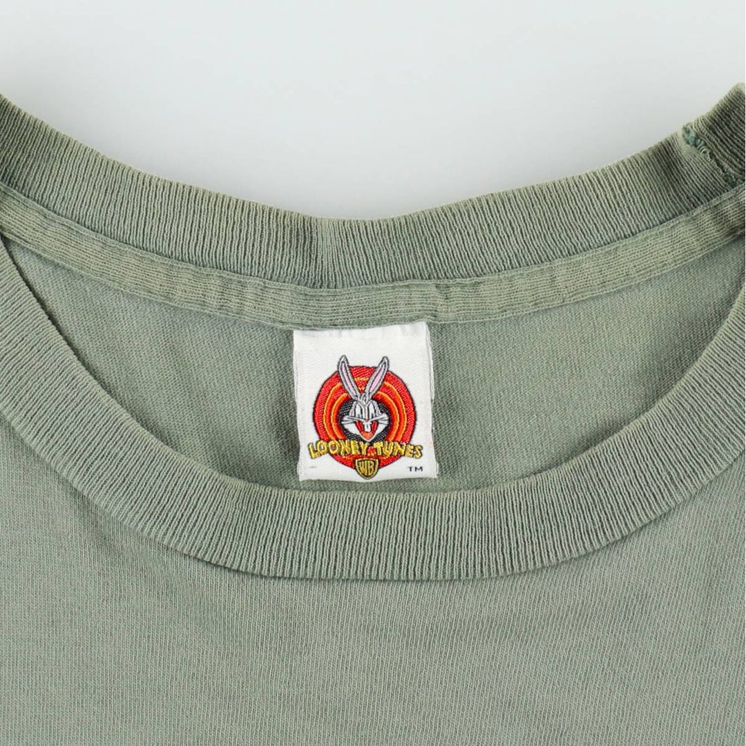 90'S Looney Tunes Marvin the Martian Character Print T-Shirt, Made in USA, Men's Size L (approx.), Vintage cotton Khaki type Vintage Second Hand