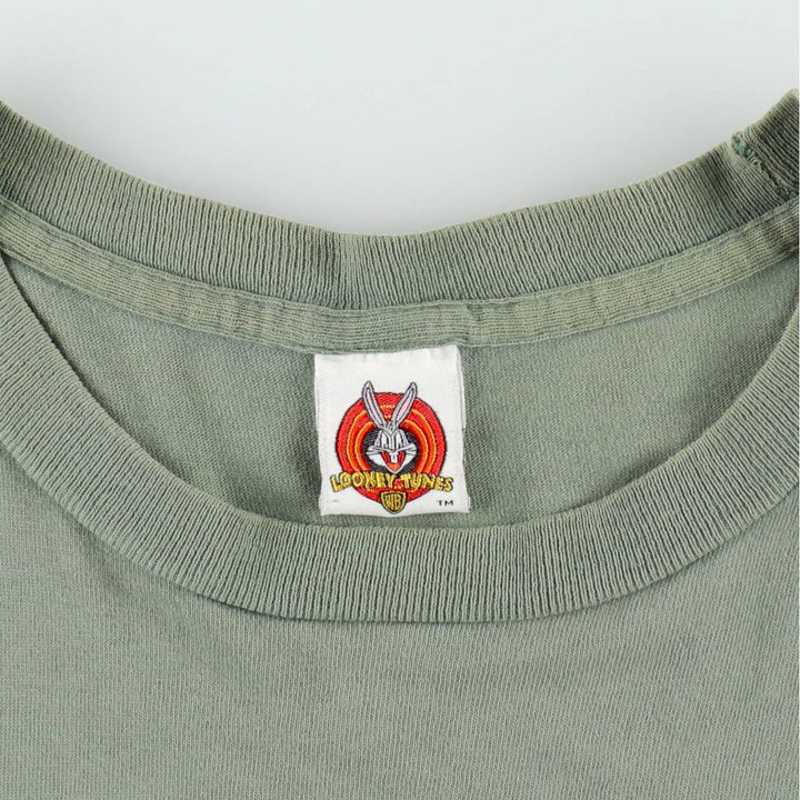 90'S Looney Tunes Marvin the Martian Character Print T-Shirt, Made in USA, Men's Size L (approx.), Vintage cotton Khaki type Vintage Second Hand