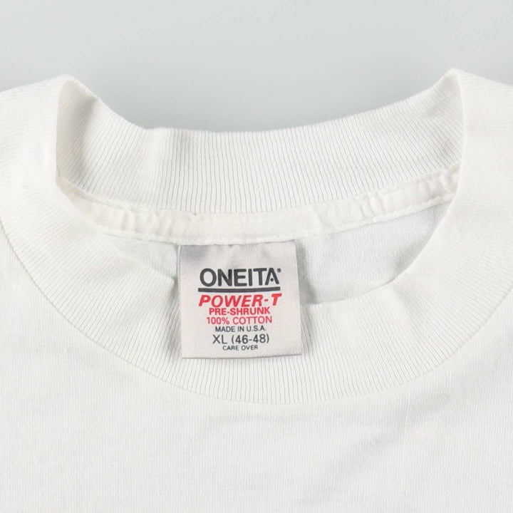 90'S ONEITA Message Print T-Shirt Made in USA Men's XL Vintage cotton white type Vintage Second Hand