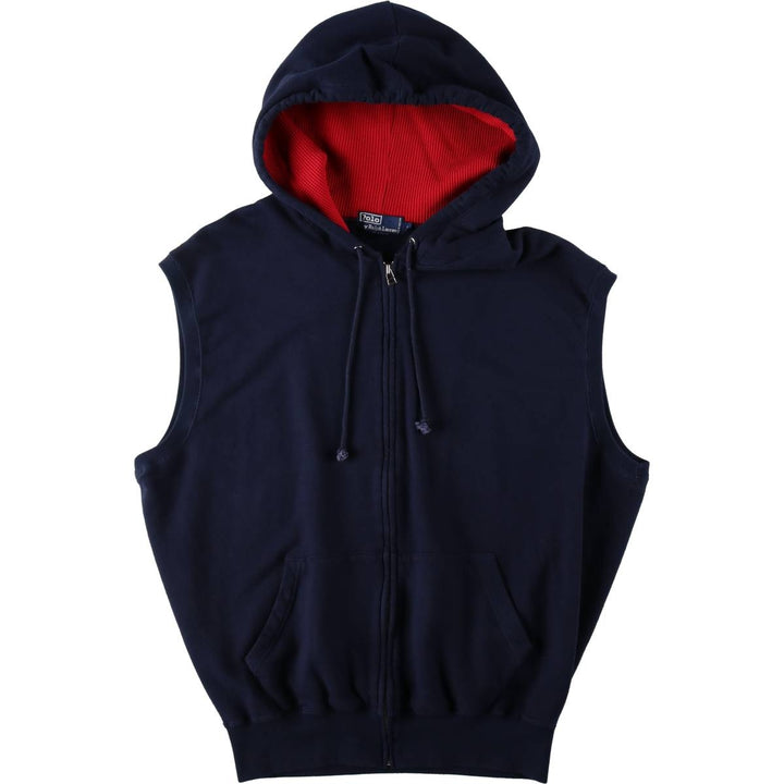 Ralph Lauren POLO by Ralph Lauren Hoodie Vest, Men's Size L (approx.) cotton navy blue type Vintage Second Hand