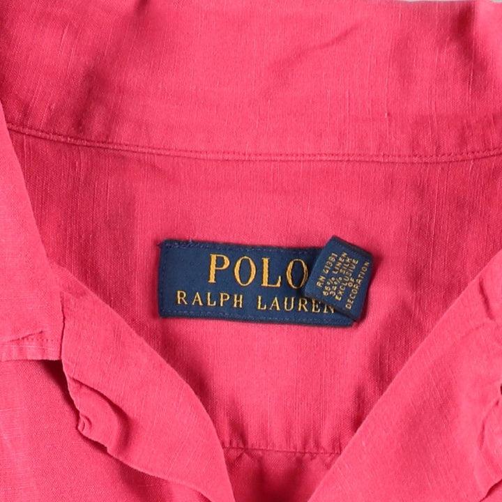 Ralph Lauren POLO RALPH LAUREN Short Sleeve Open Collar Linen Shirt Box Shirt Men's XXL linen pink type Vintage Second Hand