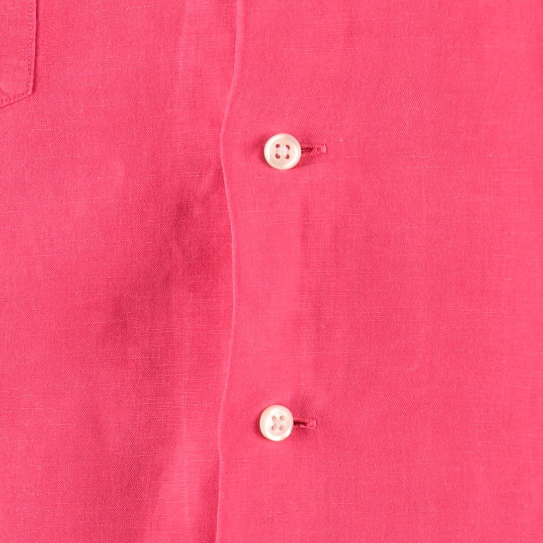 Ralph Lauren POLO RALPH LAUREN Short Sleeve Open Collar Linen Shirt Box Shirt Men's XXL linen pink type Vintage Second Hand