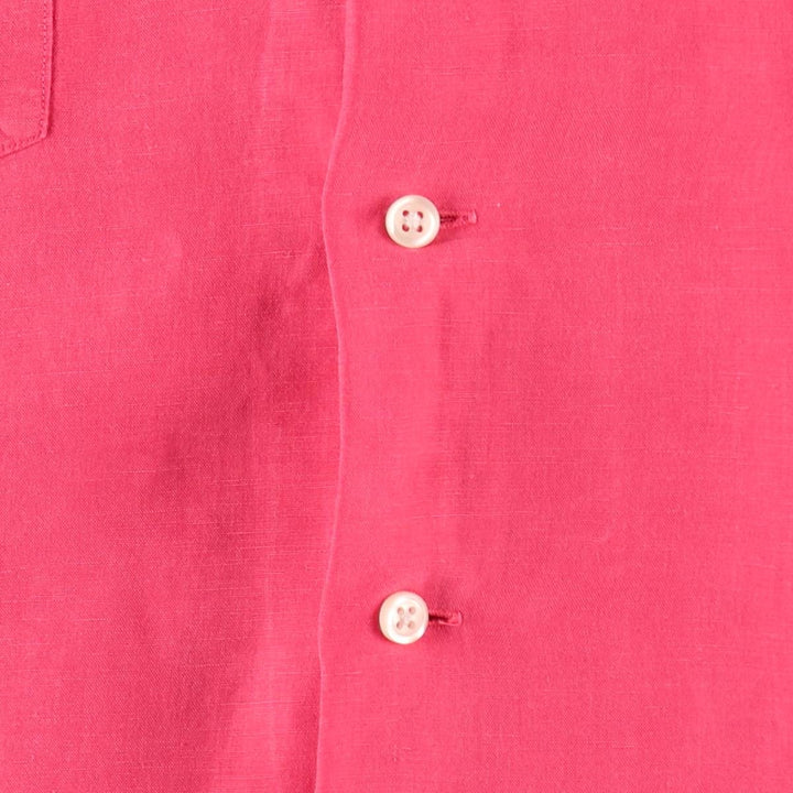 Ralph Lauren POLO RALPH LAUREN Short Sleeve Open Collar Linen Shirt Box Shirt Men's XXL linen pink type Vintage Second Hand
