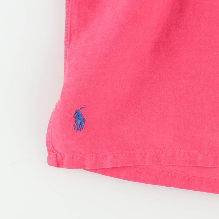 Ralph Lauren POLO RALPH LAUREN Short Sleeve Open Collar Linen Shirt Box Shirt Men's XXL linen pink type Vintage Second Hand