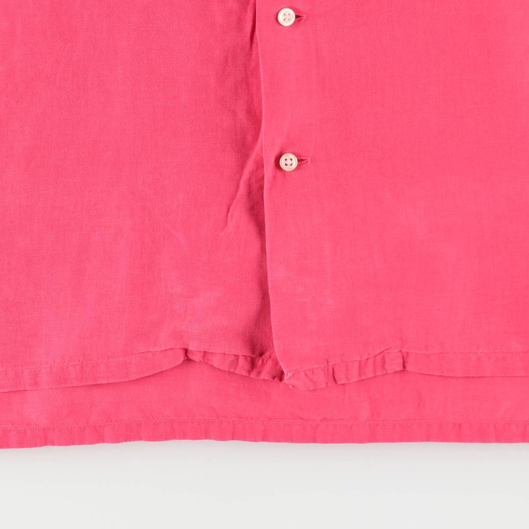 Ralph Lauren POLO RALPH LAUREN Short Sleeve Open Collar Linen Shirt Box Shirt Men's XXL linen pink type Vintage Second Hand