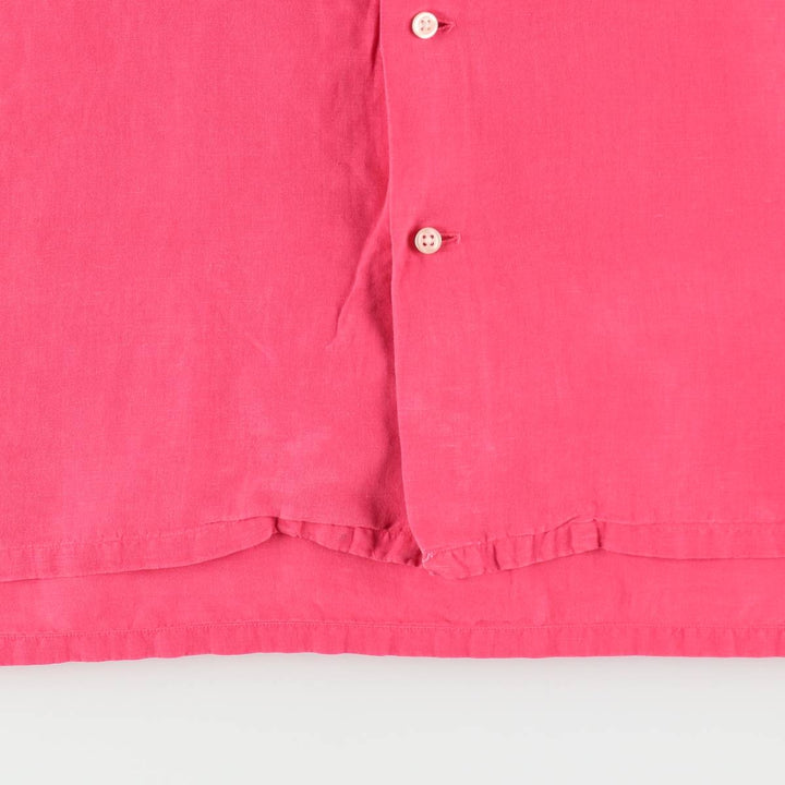 Ralph Lauren POLO RALPH LAUREN Short Sleeve Open Collar Linen Shirt Box Shirt Men's XXL linen pink type Vintage Second Hand