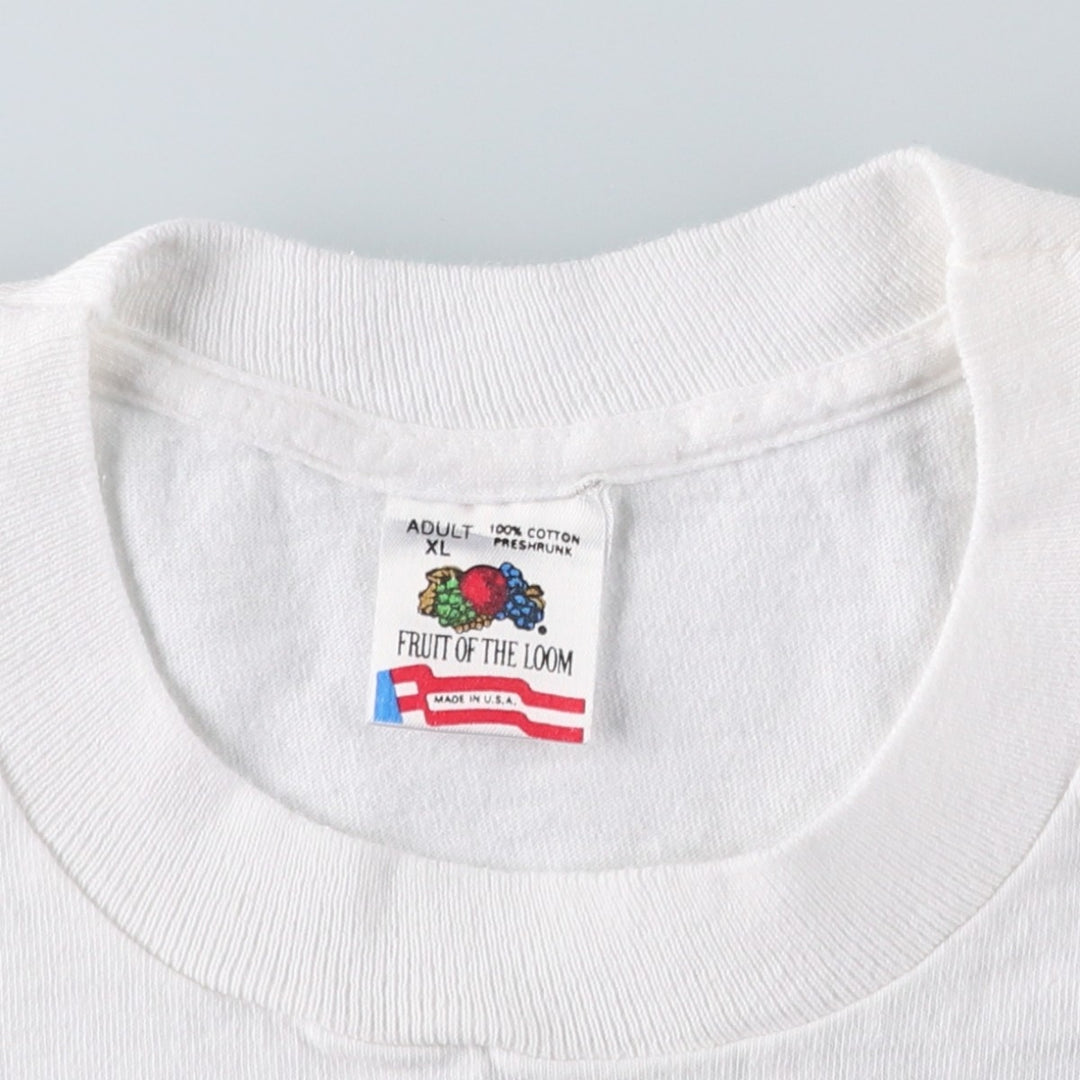 90'S Fruit of the Loom Advertising T-Shirt, Made in USA, Men's XXL equivalent, Vintage cotton white type Vintage Second Hand