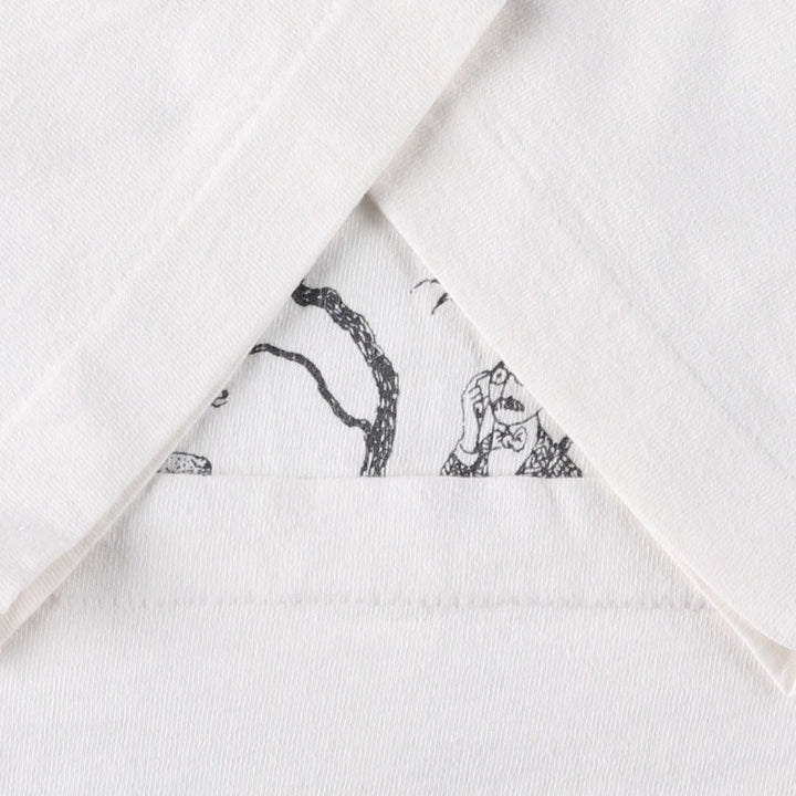 90'S Fruit of the Loom Edward Gorey Art T-shirt, Made in USA, Men's Size L (approx.), Vintage cotton white type Vintage Second Hand