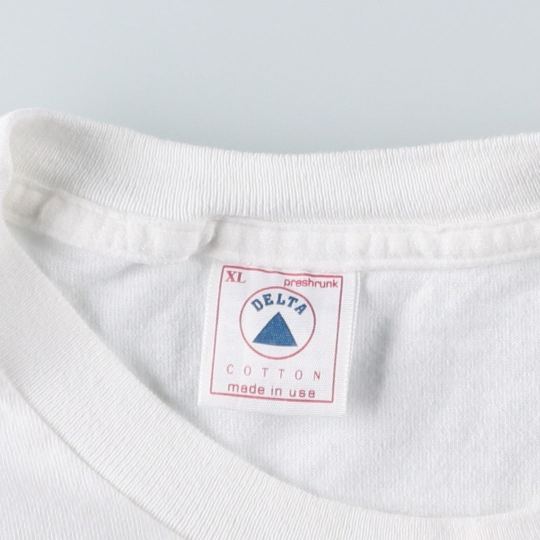 90'S Delta (DELTA) erotic print t-shirt, made in USA, men's size XL equivalent, vintage. cotton white type Vintage Second Hand
