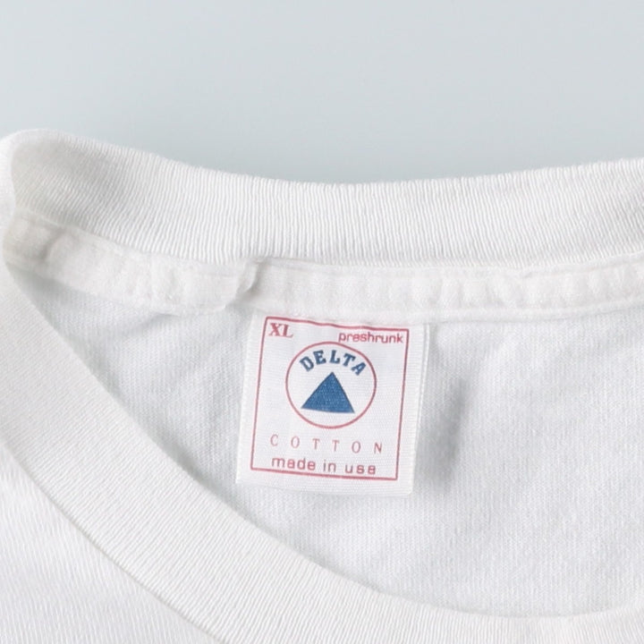 90'S Delta (DELTA) erotic print t-shirt, made in USA, men's size XL equivalent, vintage. cotton white type Vintage Second Hand