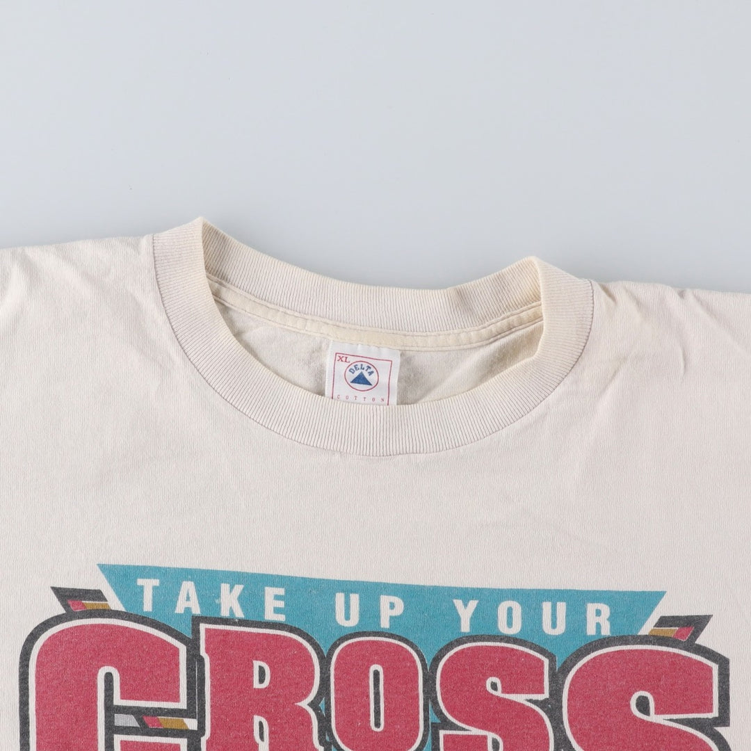 Vintage 90'S Delta DELTA Printed T-shirt, Made in USA, Men's XL cotton unbleached Vintage Second Hand