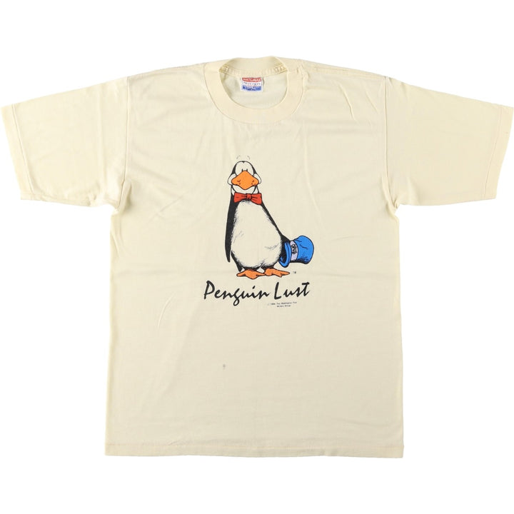 80'S NATIONAL BLOOM COUNTY Opus the Penguin Print T-Shirt, Made in USA, Men's Size M (approx.), Vintage cotton unbleached Vintage Second Hand