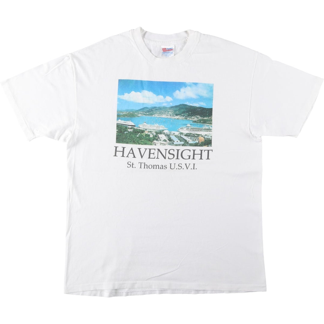 90'S Hanes Print T-Shirt, Made in USA, Men's Size XL (approx.) cotton white type Vintage Second Hand