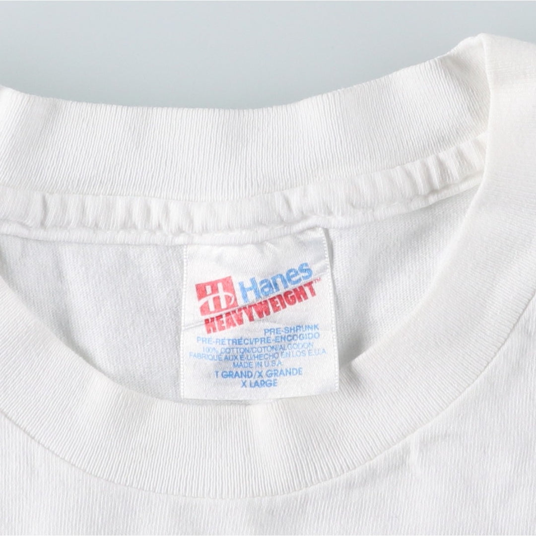 90'S Hanes Print T-Shirt, Made in USA, Men's Size XL (approx.) cotton white type Vintage Second Hand