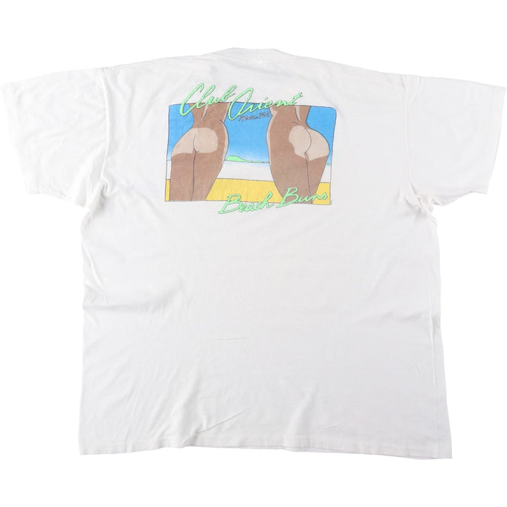 ~90'S Sailing Erotic T-shirt Print T-shirt Men's L equivalent Vintage cotton white type Vintage Second Hand