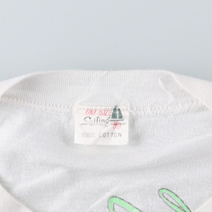 ~90'S Sailing Erotic T-shirt Print T-shirt Men's L equivalent Vintage cotton white type Vintage Second Hand