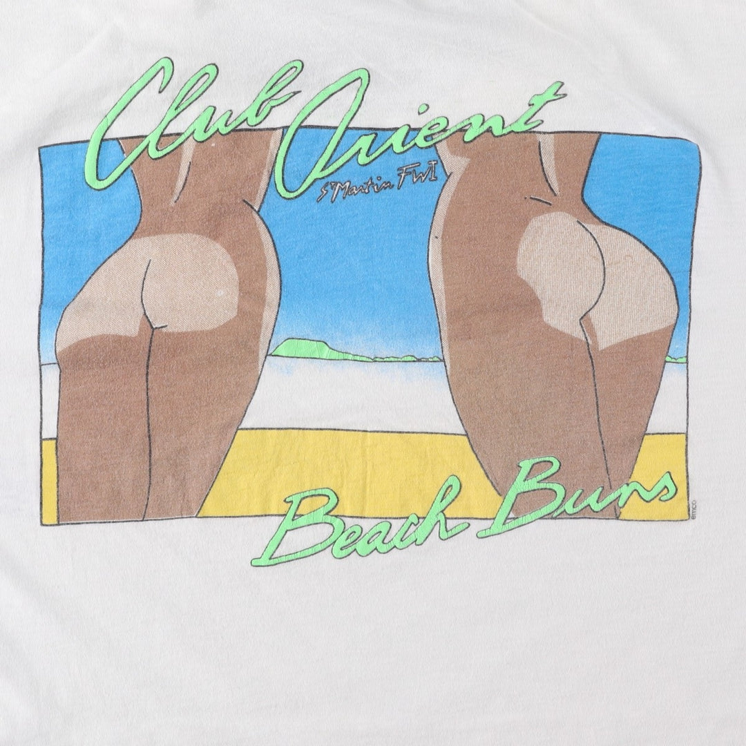~90'S Sailing Erotic T-shirt Print T-shirt Men's L equivalent Vintage cotton white type Vintage Second Hand