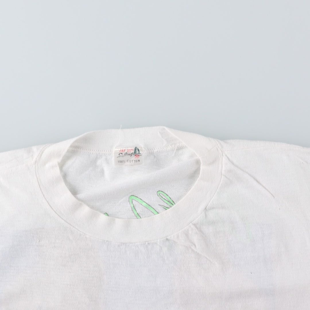 ~90'S Sailing Erotic T-shirt Print T-shirt Men's L equivalent Vintage cotton white type Vintage Second Hand