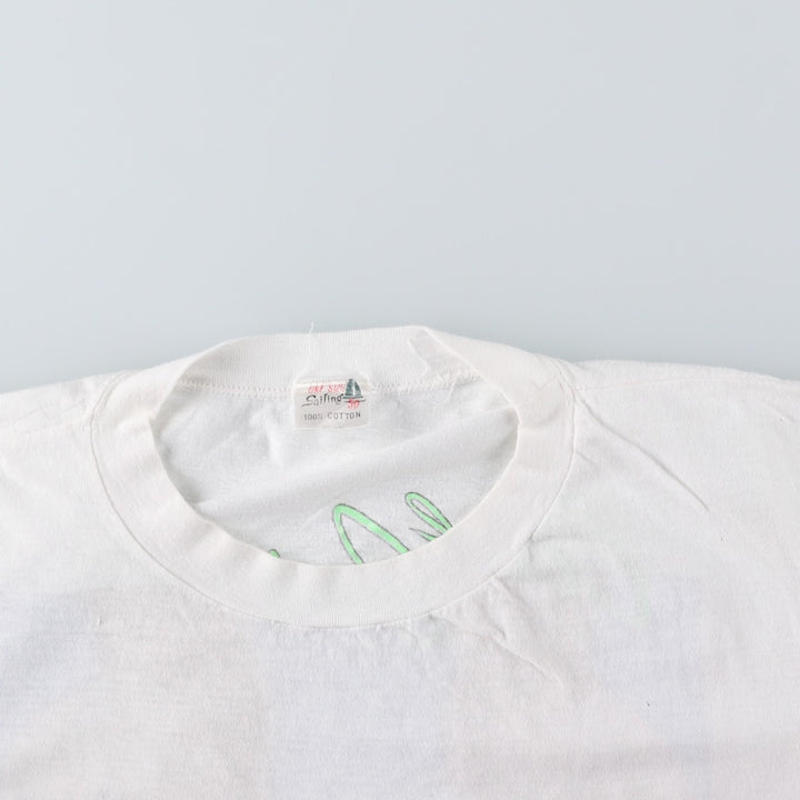 ~90'S Sailing Erotic T-shirt Print T-shirt Men's L equivalent Vintage cotton white type Vintage Second Hand