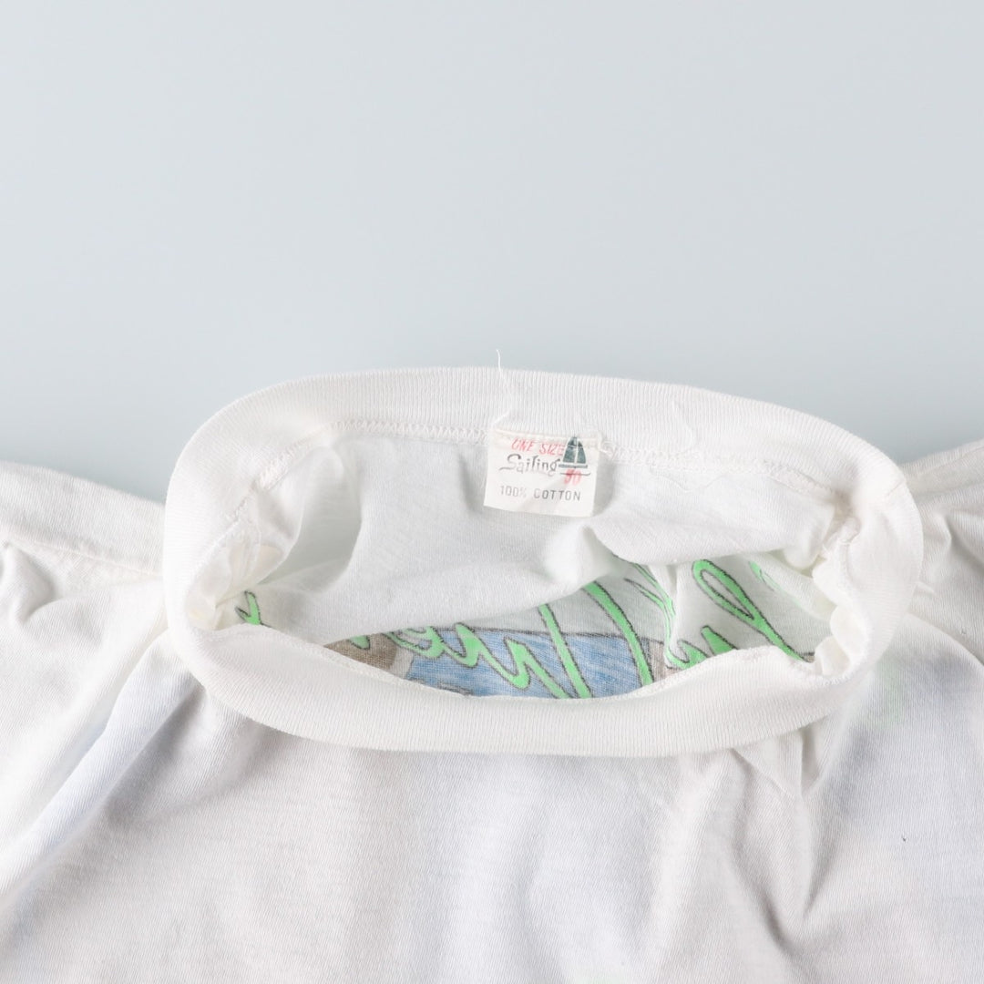 ~90'S Sailing Erotic T-shirt Print T-shirt Men's L equivalent Vintage cotton white type Vintage Second Hand
