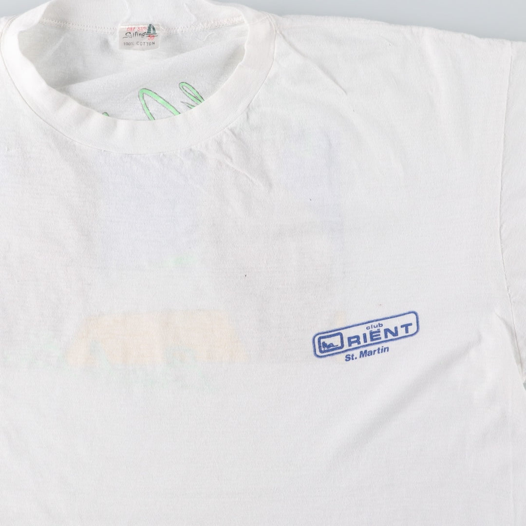 ~90'S Sailing Erotic T-shirt Print T-shirt Men's L equivalent Vintage cotton white type Vintage Second Hand