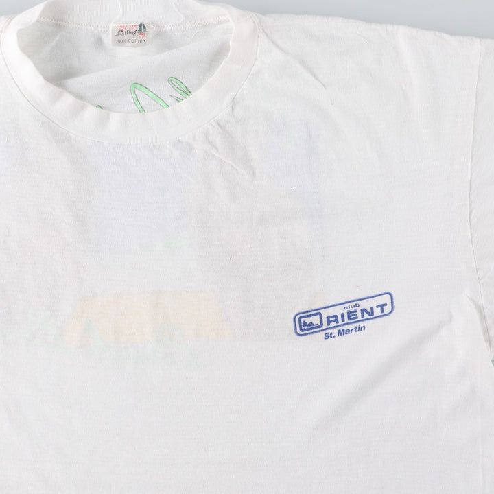 ~90'S Sailing Erotic T-shirt Print T-shirt Men's L equivalent Vintage cotton white type Vintage Second Hand